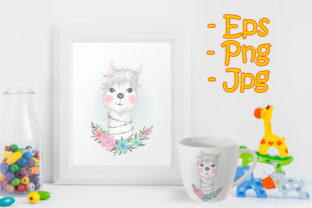 Baby Llama Adorable with Floral: Creative Applications for Watercolor Illustrations
