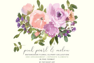 Blush Pink Watercolor Floral Bouquet Set