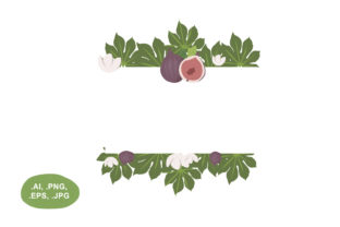 Botanical Floral Border with Fig: Elevating Design Across Print and Digital Media