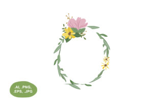 Botanical Floral Oval Wreath: Versatile Design Assets