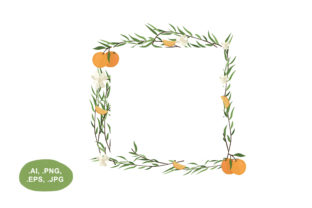 Botanical Orange & Floral Frame Assets