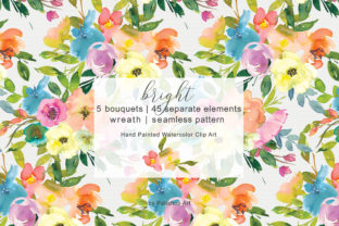 Colorful Watercolor Floral Clip Art for Creators