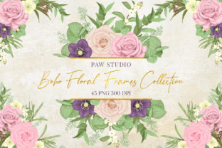 Elevating Design Projects with Boho Floral Frames Borders Wreath Clipart
