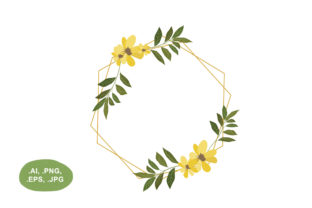 Elevating Design with Botanical Yellow Floral and Geometric Hexagonal Borders