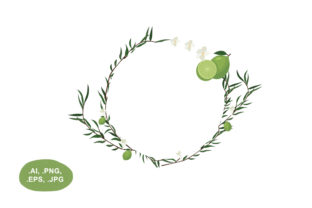 Enhancing Design Projects with a Botanical Floral Circle Border with Lime