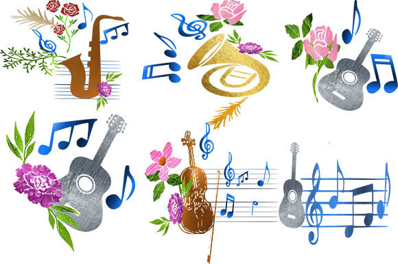 Floral Music Instrument and Notes: Elevating Print-on-Demand Designs with Botanical Harmony