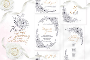 Floral Wedding Cards Monochrome Graphic Suite