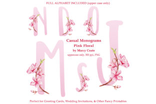 Monograms Pink Floral: Elegant PNG Letters for Crafts