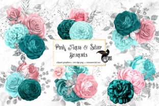 Pink Aqua & Silver Floral Bouquets