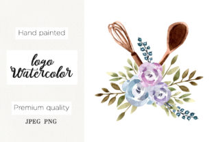 Watercolor Logo Floral Whisk for Bakery: Elevating Culinary Brand Identity